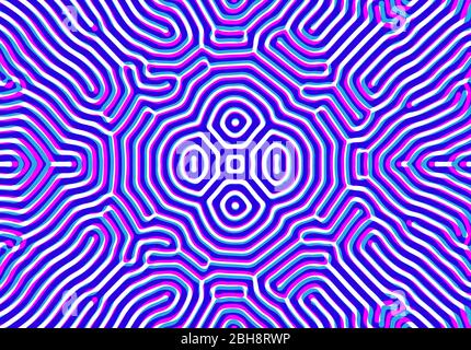 Abstract background with optical illusion generative pattern and vibrant fluid psychedelic colors Stock Vector