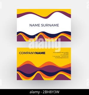 Vector abstract minimal geometric with waves in yellow. Vintage and pop background. Business card Stock Vector