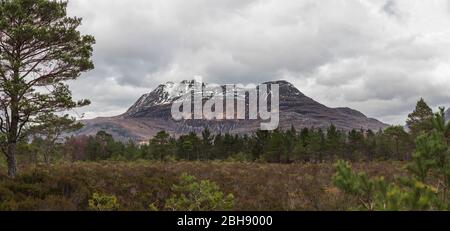 View of Slioch mountain from Beinn Eighe National Nature Reserve in the Scottish Highlands Stock Photo