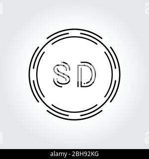 Initial SD Logo Design Creative Typography Vector Template. Digital Abstract Letter SD Logo Vector Illustration Stock Vector