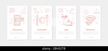 Vector four vertical mobile banners for hotel service - 03 Stock Vector