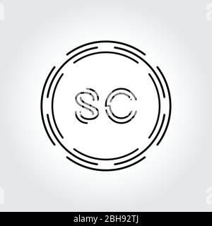 Initial SC Logo Design Creative Typography Vector Template. Digital Abstract Letter SC Logo Vector Illustration Stock Vector