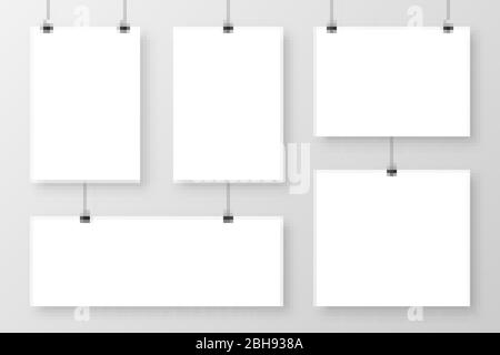 Blank Black Poster Binder Clip Mockup Stock Photo 1126048442