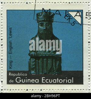 EQUATORIAL GUINEA - CIRCA 1976: Ancient chessmen, circa 1976. Stock Photo