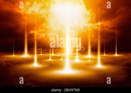 Epic doomsday background - end of world, judgment day, forces of evil destroy humanity Stock Photo