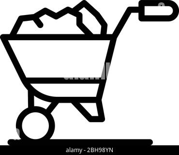 Full ground wheelbarrow icon, outline style Stock Vector