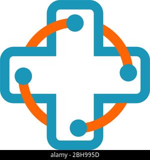 Medical logo design with using cross icon vector template Stock Vector