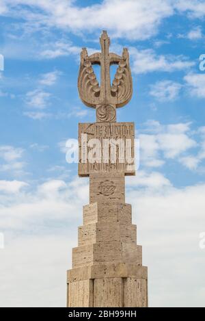 Armenia, Yerevan, The Cascade, monument in Armenian language Stock Photo