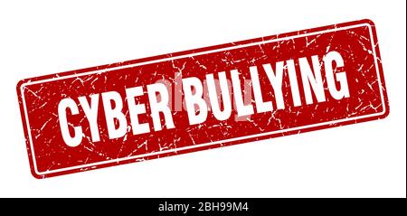 grungy red CYBER BULLYING rubber stamp with thumbs down symbol vector ...
