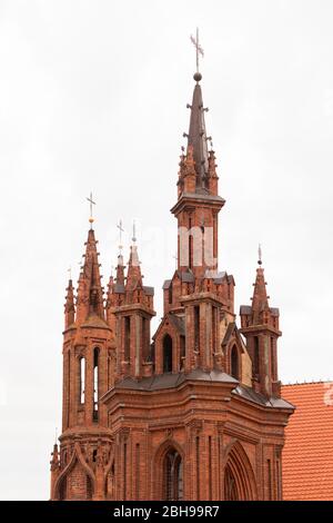 Towers of St.Anne's Church, Old Town Vilnius, Lithuania Stock Photo