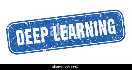 deep learning stamp. deep learning square grungy blue sign Stock Vector