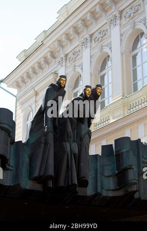 Three Muses, Lithuanian National Drama Theatre, Gediminas Avenue, Vilnius, Lithuania Stock Photo