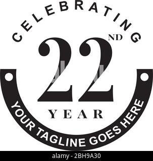 22nd year anniversary logo design vector template Stock Vector