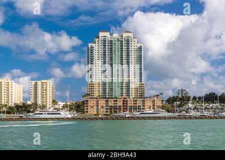Skyline, Miami Beach, Miami-Dade County, Florida, USA, North America Stock Photo