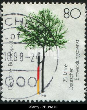 GERMANY  - CIRCA 1988: stamp printed by Germany, shows tree, circa 1988. Stock Photo