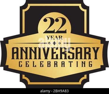 22nd year anniversary logo design vector template Stock Vector
