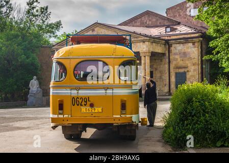 Armenia, Vanadzor, Soviet-era bus powered by natural gas, no releases Stock Photo