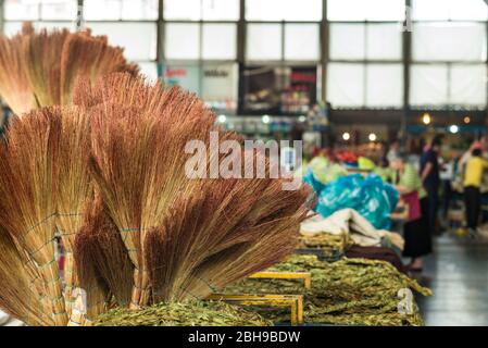 Armenia, Yerevan, G.U.M. Market, food market hall, handmade brooms Stock Photo
