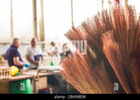 Armenia, Yerevan, G.U.M. Market, food market hall, handmade brooms Stock Photo