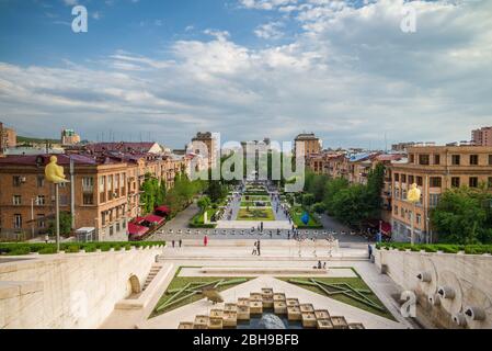 Armenia, Yerevan, The Cascade, high angle view of city skyline Stock Photo