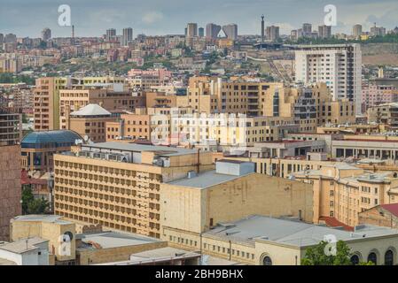 Armenia, Yerevan, high angle city skyline towards The Cascade Stock Photo