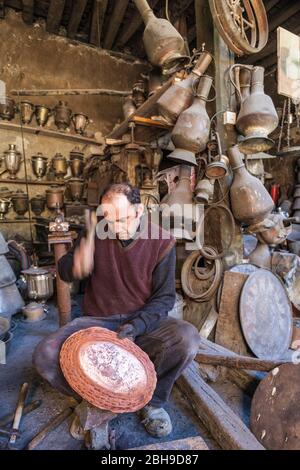 Azerbaijan, Lahic, metalworker, Stock Photo