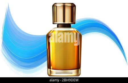mock up illustration of glass bottle on abstract background Stock Vector
