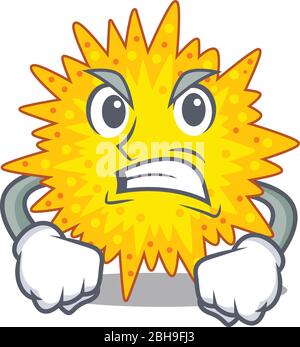 Mascot design concept of mycoplasma with angry face Stock Vector