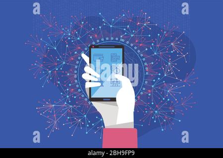 Artificial Intelligence and Big Data. Vector illustration. Stock Vector
