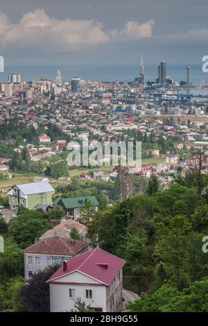 Georgia, Batumi, high angle city skyline from the south, morning Stock Photo