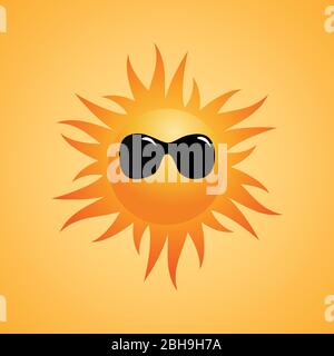 vector logo human sun with sunglasses Stock Vector
