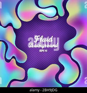 Abstract 3D fluid gradient colorful shape on purple background with space for your text. Vector illustration Stock Vector