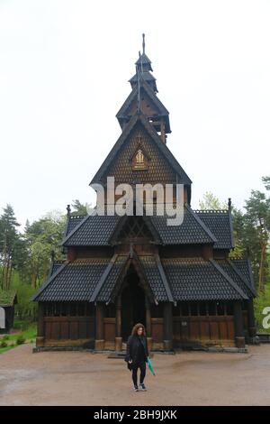 Gol Stave Church from 1200 AD preserved in Norwegian Open Air Museum Stock Photo