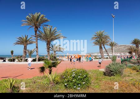 Promenade on the beach of Agadir, Al-Magreb, Morocco, Africa Stock Photo