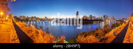 Skyline, evening, Brisbane River, Kangaroo Point Cliffs, Brisbane, Queensland, Australia, Oceania Stock Photo