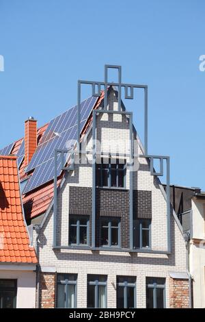 Modern gable house in the old town, Rostock, Mecklenburg-Vorpommern, Germany, Europe Stock Photo