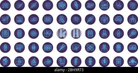 bundle of medical neon style set icons Stock Vector