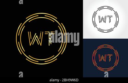 Creative Letter WT Logo Creative Typography Vector Template. Abstract Circle Letter WT Logo Design. Stock Vector