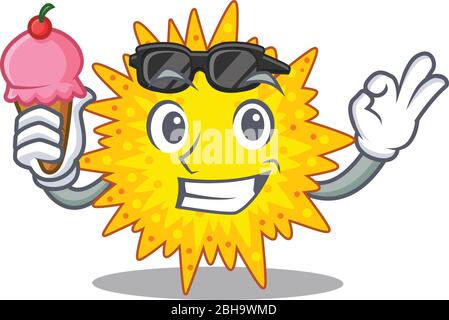 Cartoon design concept of mycoplasma having an ice cream Stock Vector