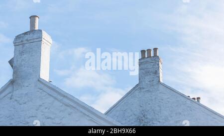 The chimneys, chimneys of a house at Lands End, Penzance, Cornwall, England, UK Stock Photo