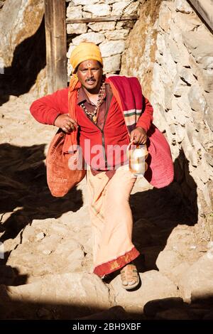 Hindu priest, full portrait, Stock Photo