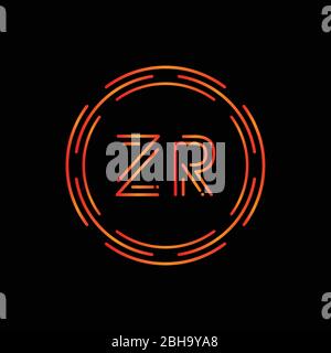 Initial ZR Logo Design Vector Template. Digital Circle Letter ZR Business Logo Vector Illustration Stock Vector
