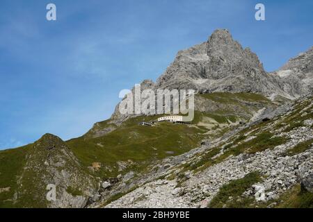 Germany Bavaria Oberstdorf Alpine Hut At Seealpsee Stock Photo Alamy