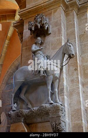 Sculpture 'Bamberger Reiter' in the interior of the cathedral, Bamberg, Upper Franconia, Franconia, Bavaria, Germany, UNESCO World Heritage Site Stock Photo