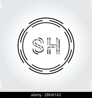 Initial SH Logo Design Creative Typography Vector Template. Digital Abstract Letter SH Logo Vector Illustration Stock Vector
