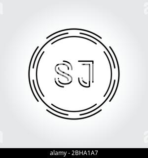 Initial SJ Logo Design Creative Typography Vector Template. Digital Abstract Letter SJ Logo Vector Illustration Stock Vector