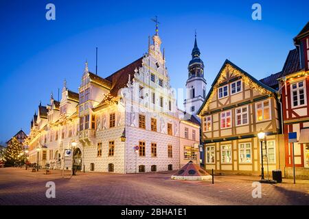 Christmas decorated old town of Celle Stock Photo