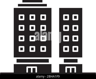 Multiapartment complex black glyph icon Stock Vector