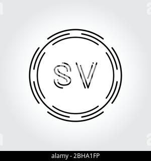 Initial SV Logo Design Creative Typography Vector Template. Digital Abstract Letter SV Logo Vector Illustration Stock Vector