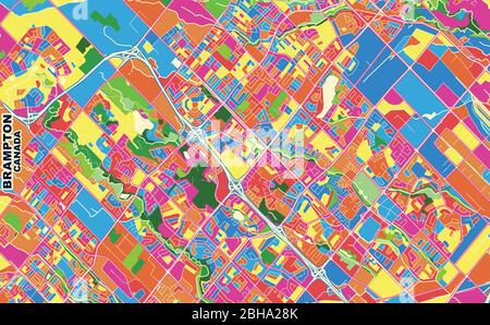 Map of Brampton city, Ontario, Canada. Horizontal background map poster ...